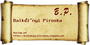 Balkányi Piroska névjegykártya