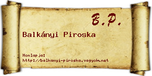 Balkányi Piroska névjegykártya